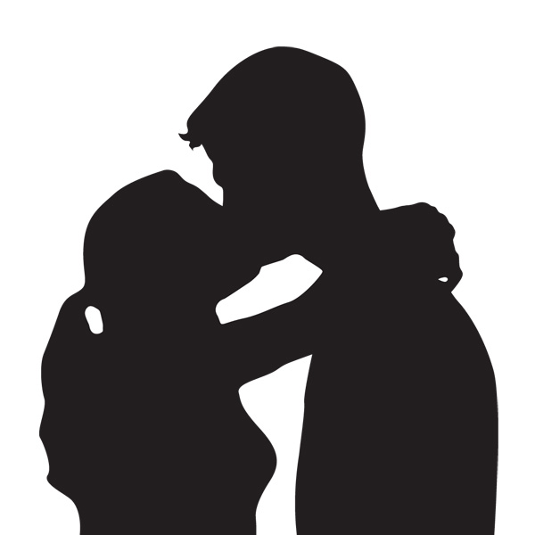 Silhouette Of Two People Kissing