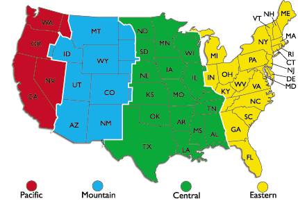 us time zone map and clock