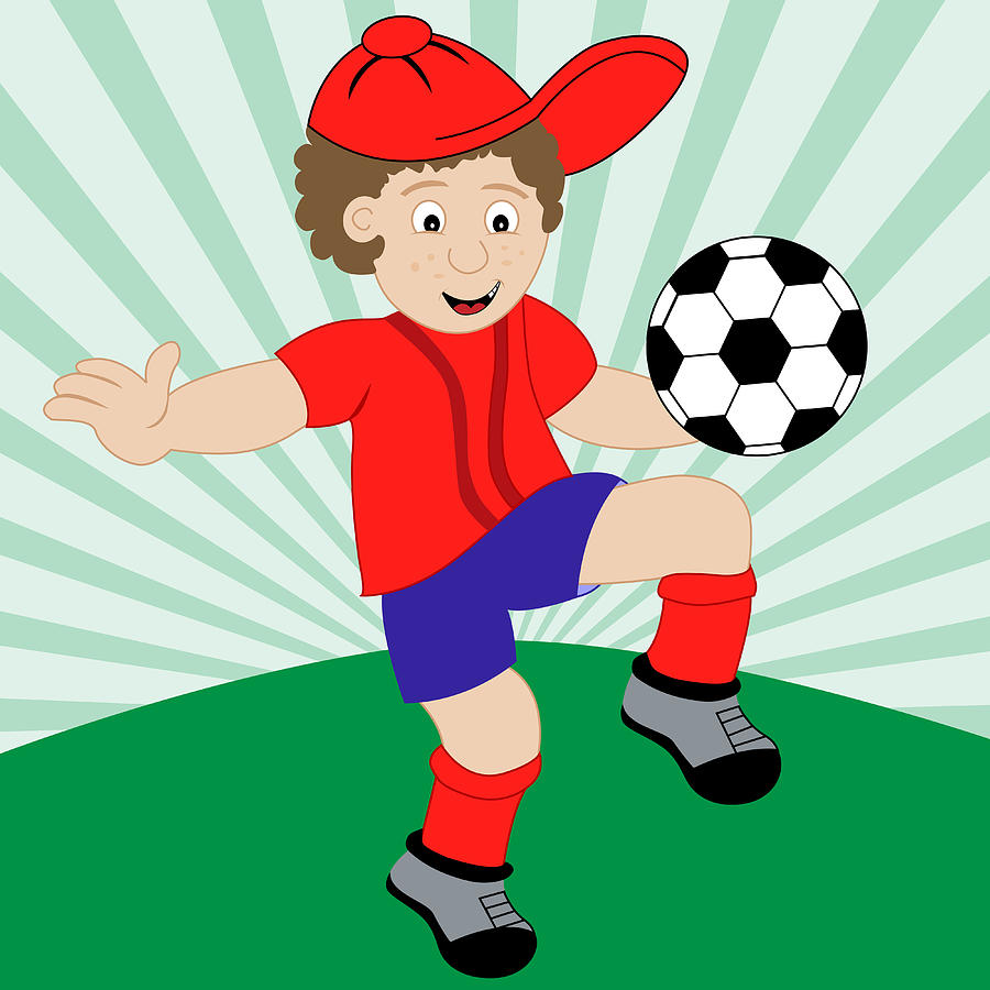 Cartoon Child Playing Football Digital Art by Toots Hallam ...