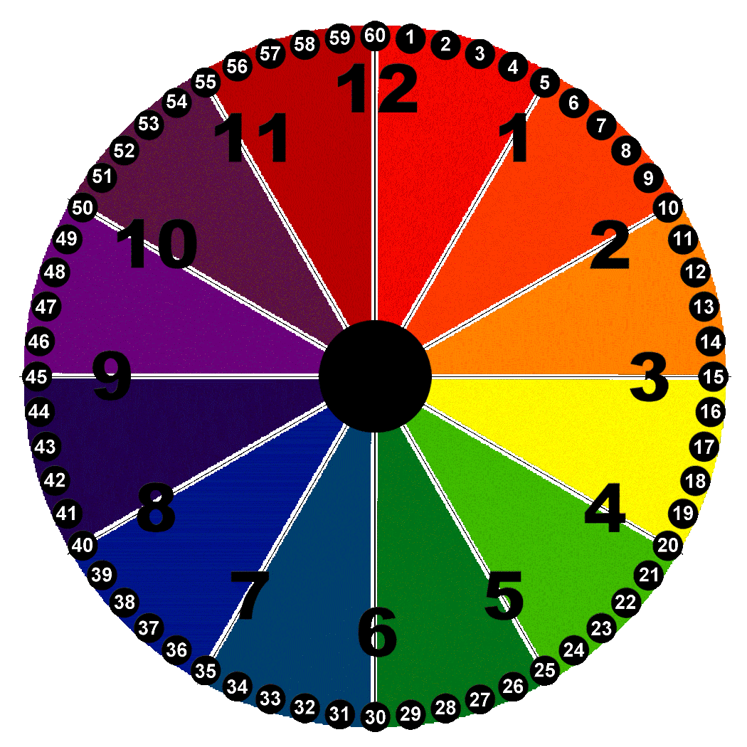 Color Wheel Clock with Minutes and Hours Free Printable / Template ...