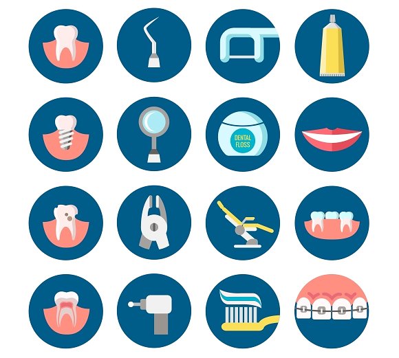 Dental clinic services flat icons ~ Graphics on Creative Market