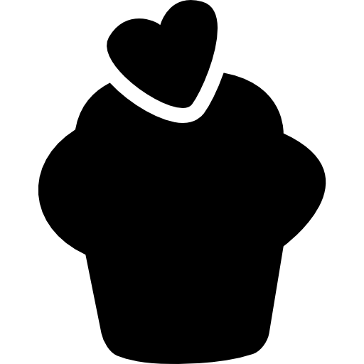 Cupcake black silhouette with a heart on top - Free food icons