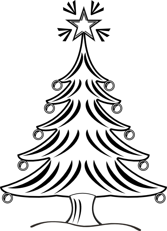 Clip Art: xmas christmas tree 14 black white ...