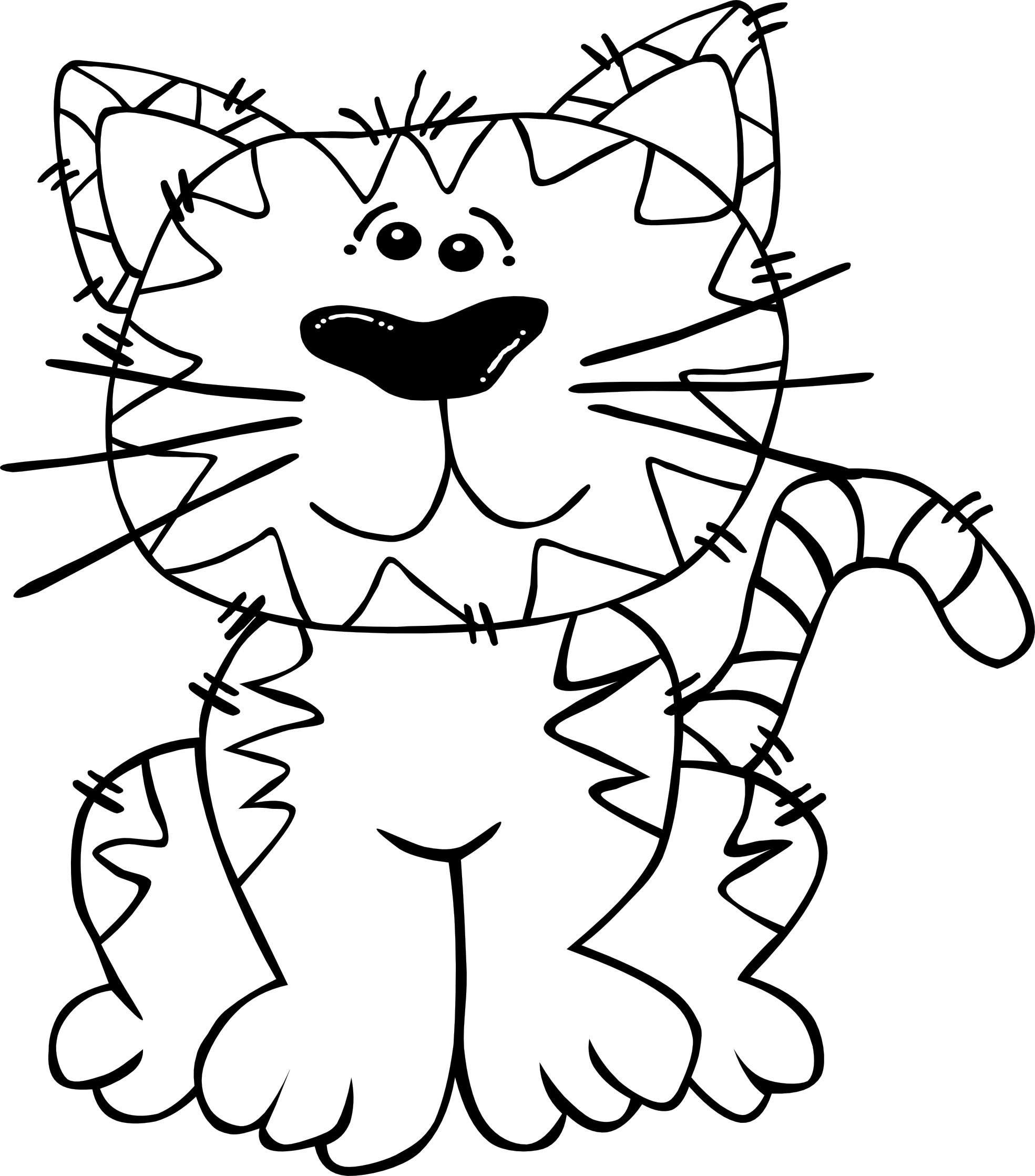 cartoon cat sitting 1 black white line art ClipArt Best ClipArt