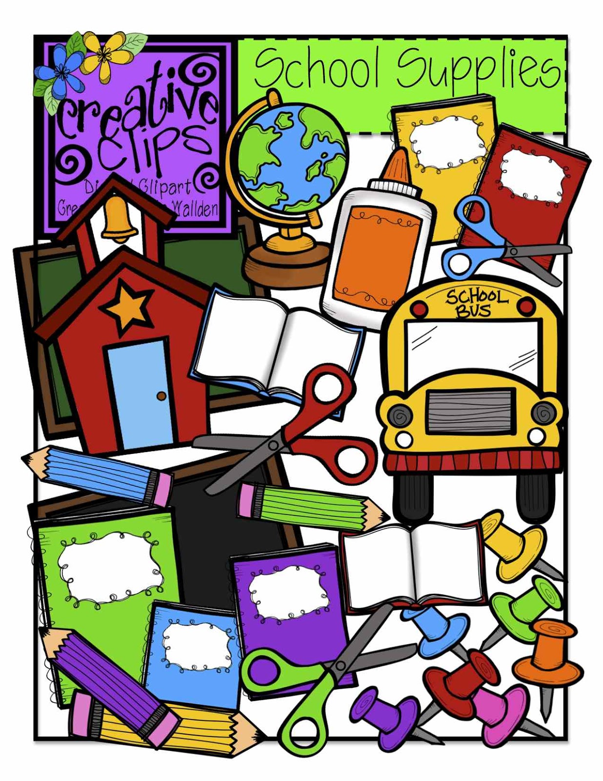 The Creative Chalkboard: Free School Bus Clipart and KIDS Bundle ...