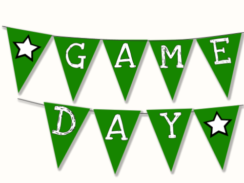 Football Game Day Printable Banner w/ Cupcake & Straw Flags - Amy ...
