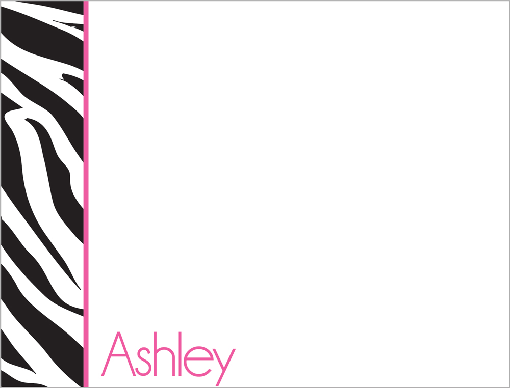 Zebra pink flat notecards | Swanky Press