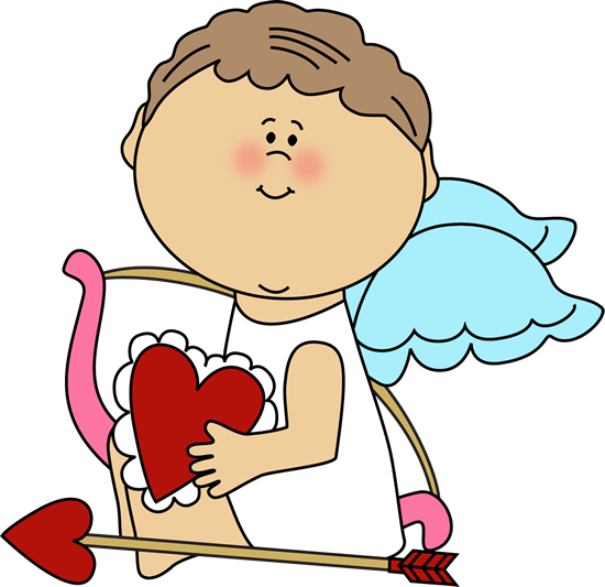Cupid Holding a Valentine Heart Clip Art - Cupid Holding a ...