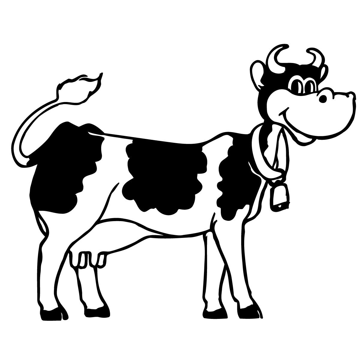 Cartoon Cows 3 Black White Line Animal Coloring Sheet ...