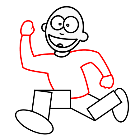 Drawing a cartoon running man
