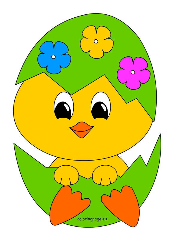 Cute Chick in an Easter Egg | Coloring Page