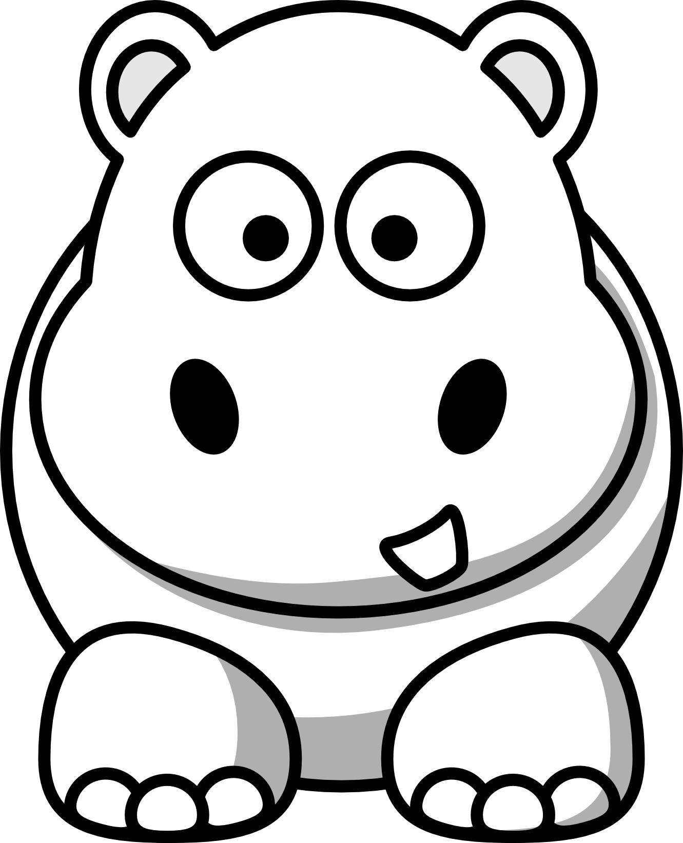 Hippo Clip Art Black And White - Free Clipart Images