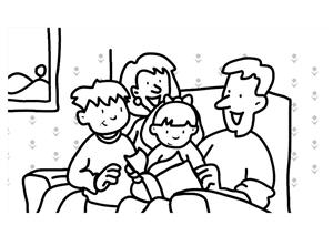 Family Reading Clipart Black And White
