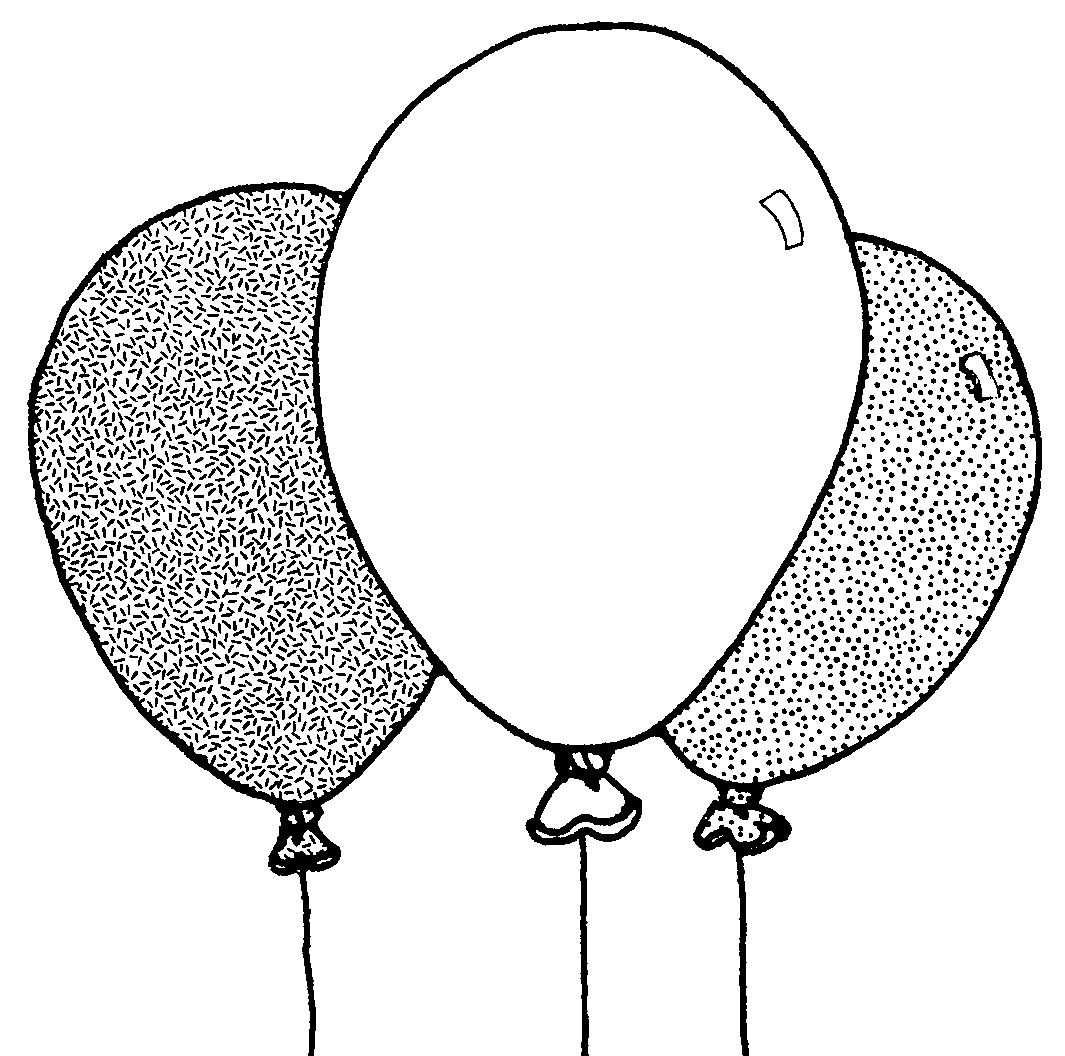 Balloon outline clipart black and white