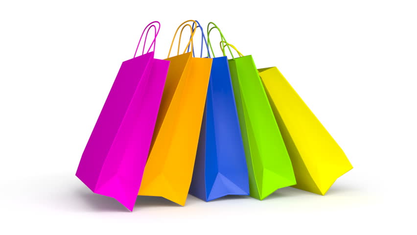 Shopping Bags On White Background. Loop Stock Footage Video 734032 ...