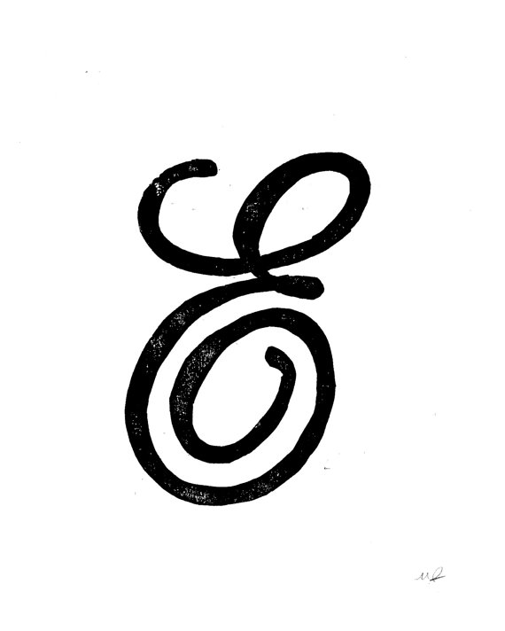 LINOCUT PRINT Letter E Monogram Decorative by WordsIGiveBy