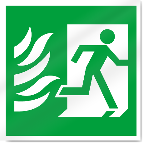 Fire Exit Symbol With Flames Right Safety Signs
