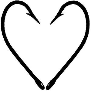 Fish Hook Heart Hunting And Fishing Car or Truck Window Decal ...