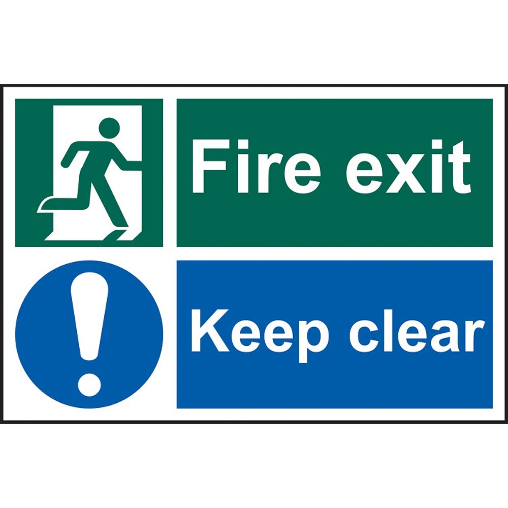 Scan Fire Exit Keep Clear Notice - Safety Signs - Workshop Safety ...