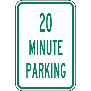 Parking Control: 20 Minute Parking sign #PKE-21295 - 20 MINUTE ...