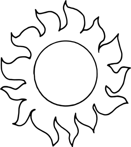 Vector graphics of fiery sun line art | Public domain vectors