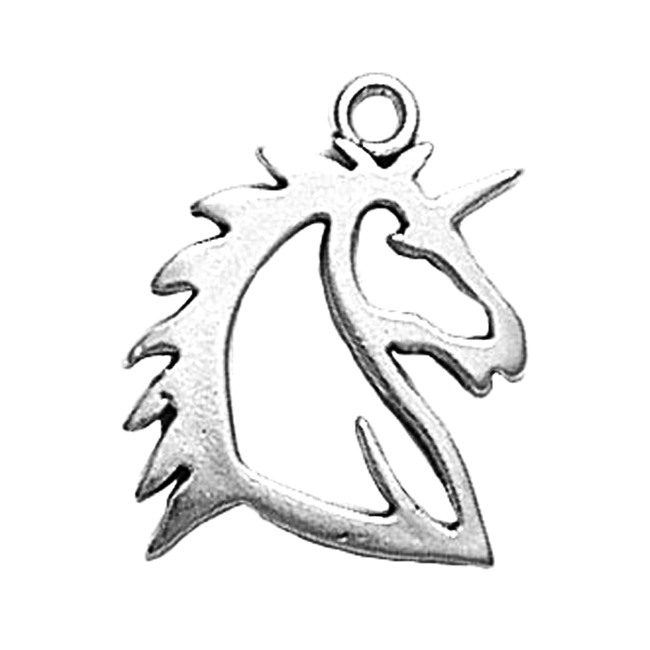 LP1974-Unicorn Head Outline Charm-