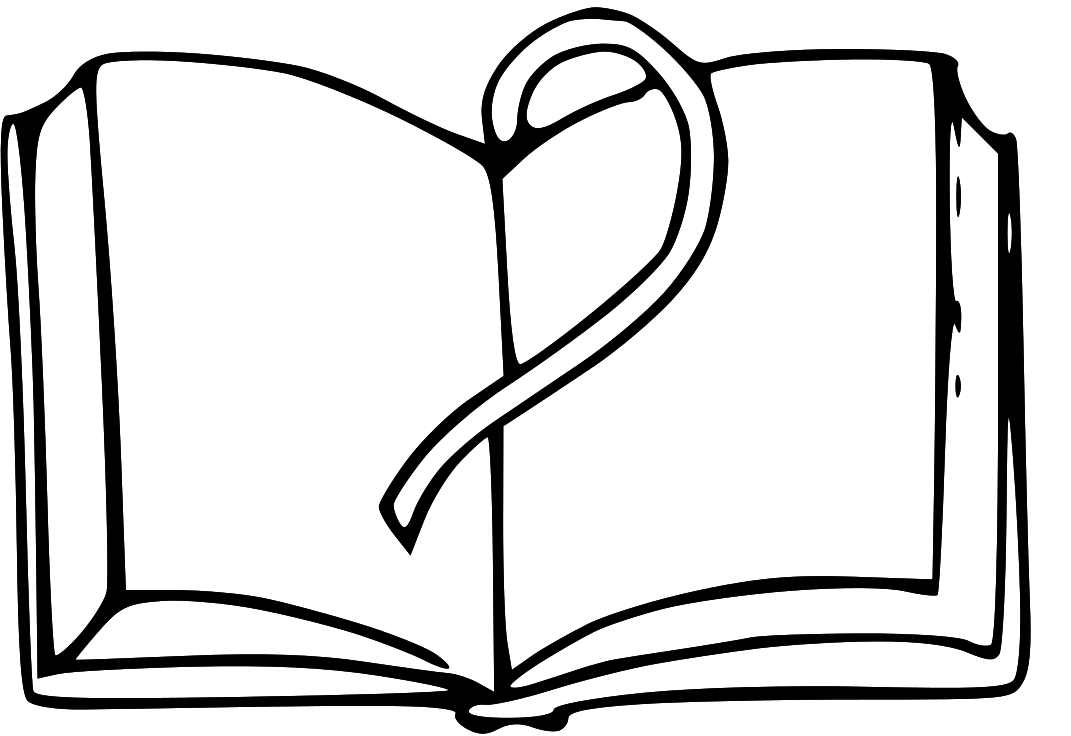 Free clipart image of open book black and white