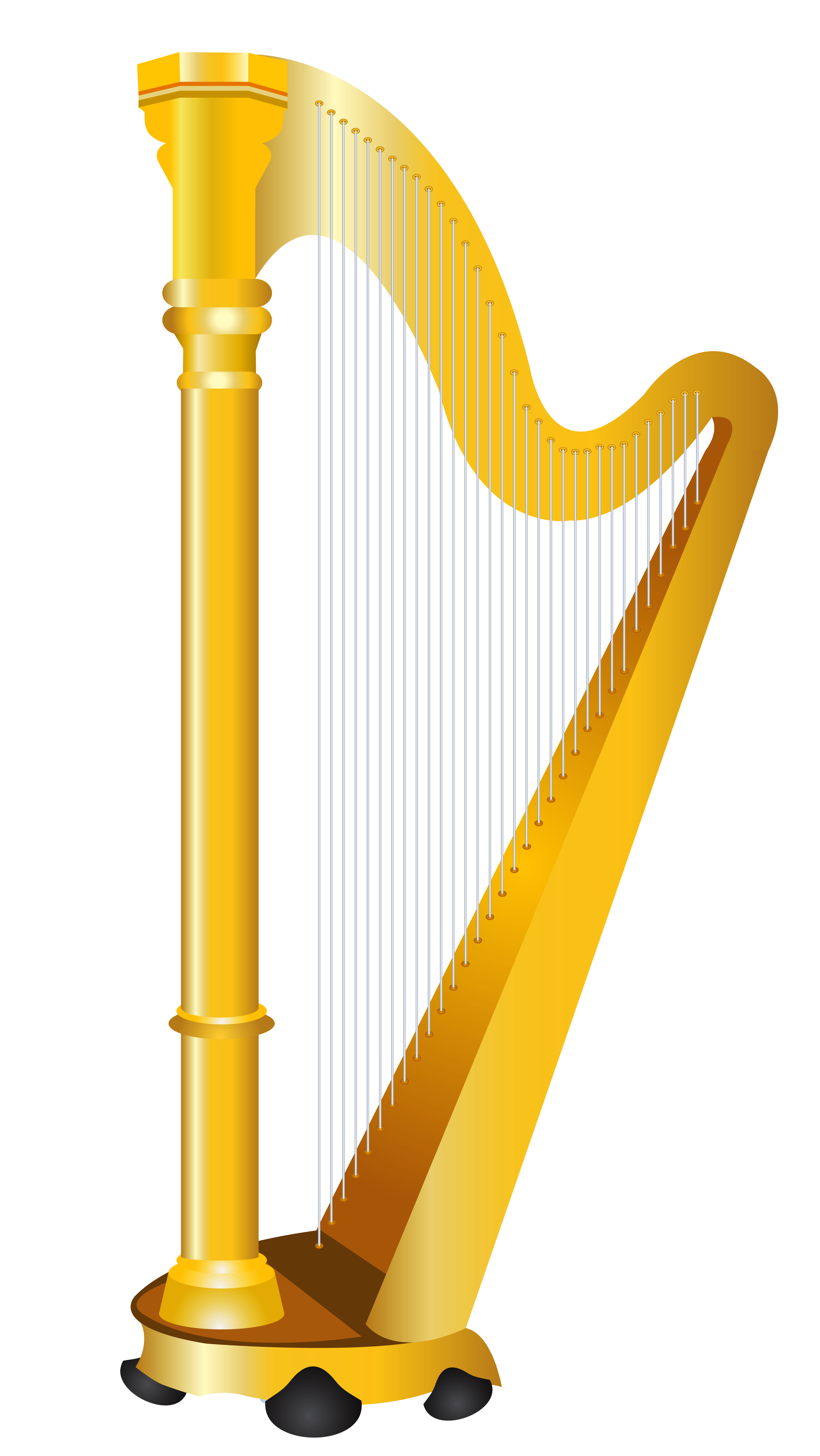 Woman giant playing golden harp clipart