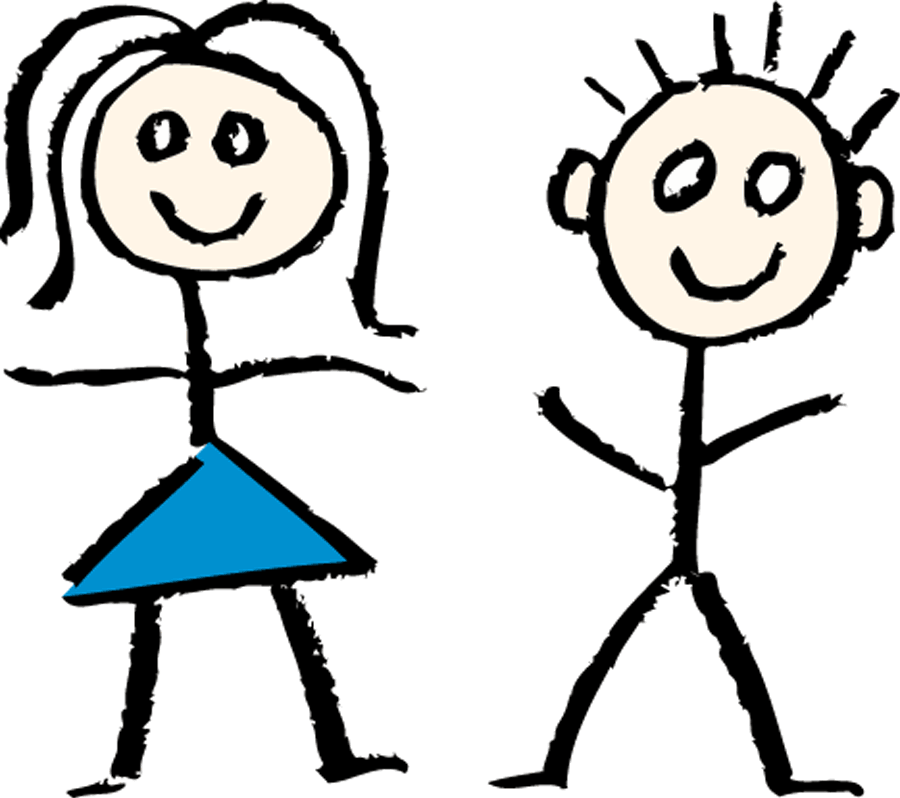 Boy and girl stick figure clipart