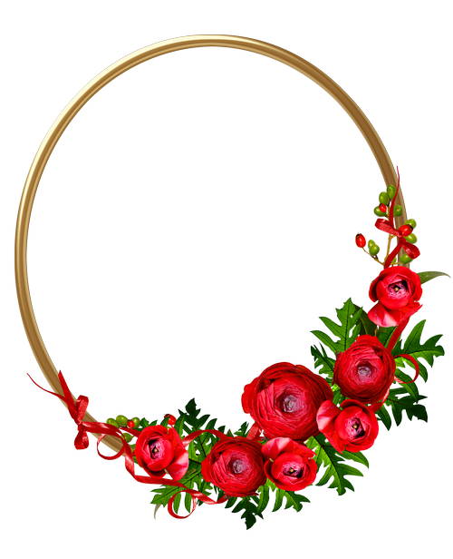 Golden 4 PNG frames-cutouts for photo with red flowers Â» Photoshop ...