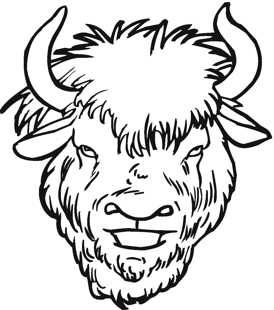 Bison head black and white design.