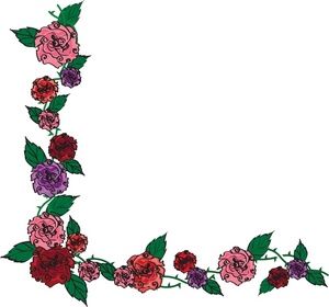 Pink rose border clip art free