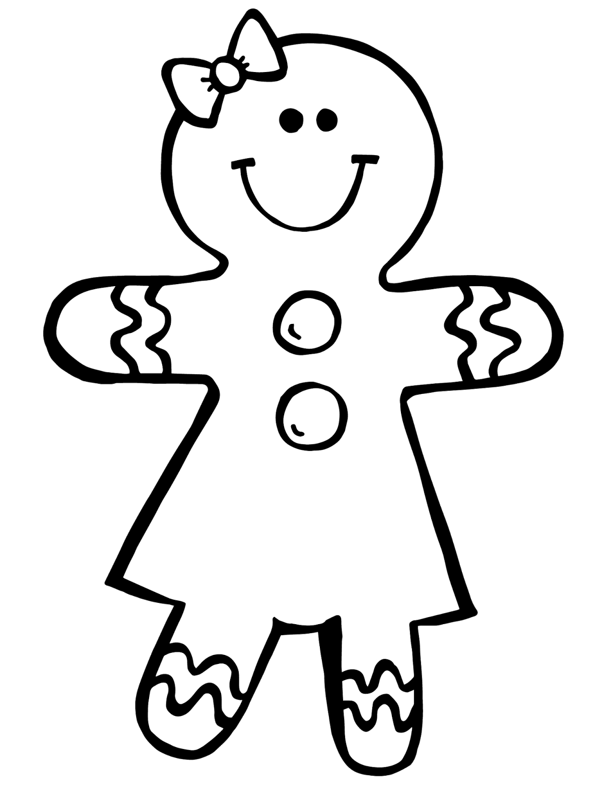Gingerbread Man Black And White Clipart