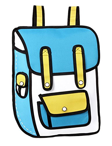 3D 2D Cartoon Comic School Bag Travel Book Bag Laptop Backpack ...