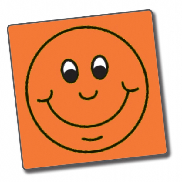 Sheet of 140 Orange Smiley 16mm Square Stickers | At Primary Teaching