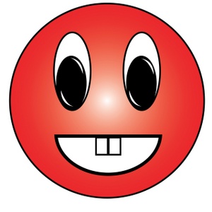 Smiley Clipart Image - Cartoon of a Happy Red Smiley with Teeth