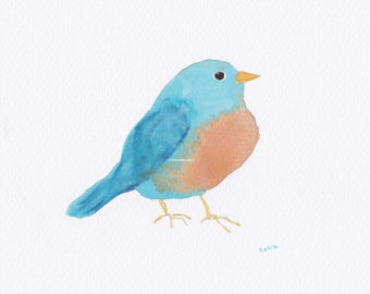 blue bird watercolor