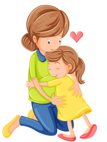 Mother and kid hugging clipart