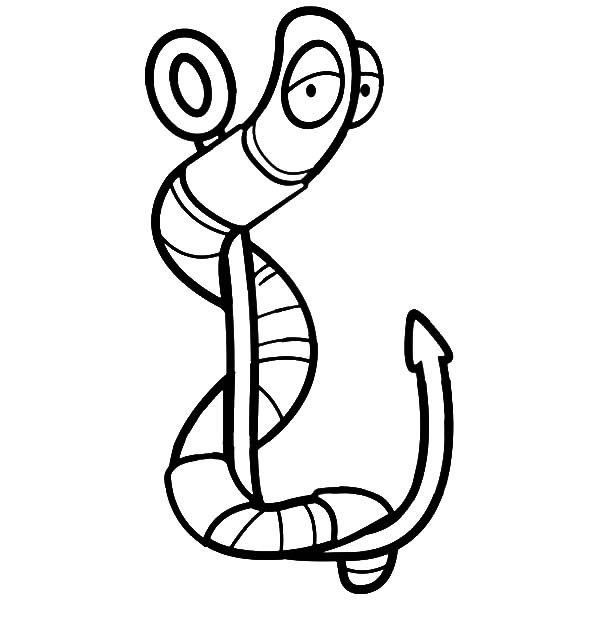 Worm On a Fish Hook Fishing Lure Coloring Pages | Kids Play Color