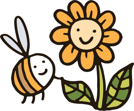 Cartoon Of The Bee On Flower Clip Art, Vector Images ...