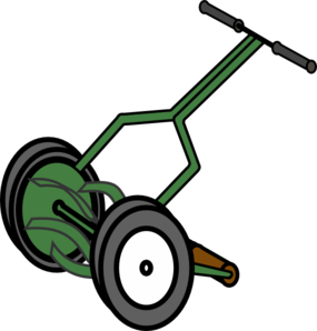 Cartoon Push Reel Lawn Mower Clip Art - vector clip ...
