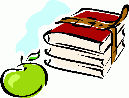 Book and apple clipart