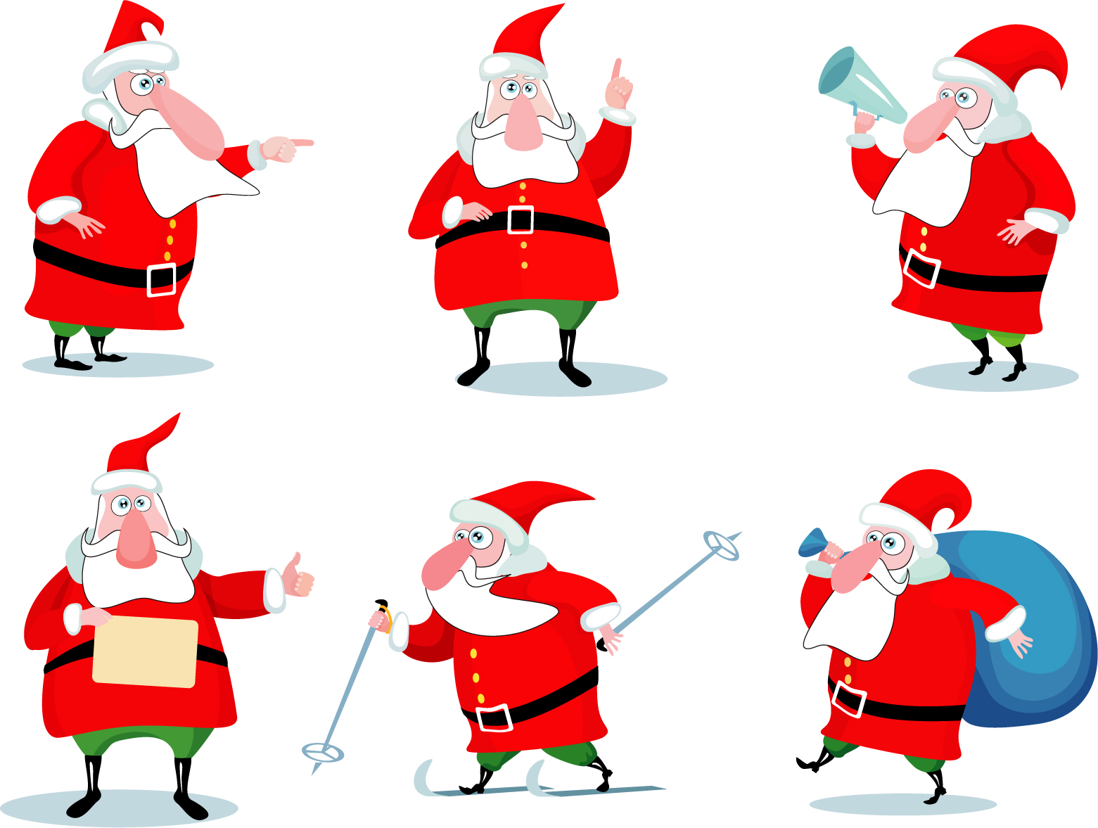 13 Vector Cartoon Christmas Santa | Colourless Design