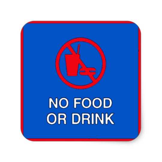 No Food Or Drink Sign Square Sticker | Zazzle