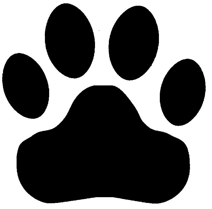 Yellow Paw Print Black Outline Clipart