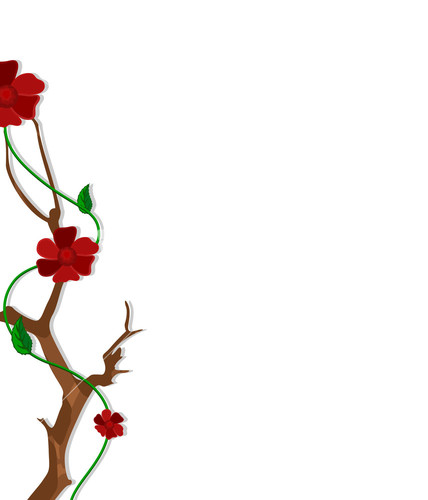 Red Flowers Border Vector