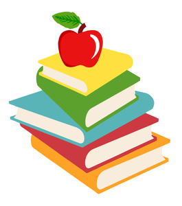 Textbooks Clipart Image - School Books with Red Apple