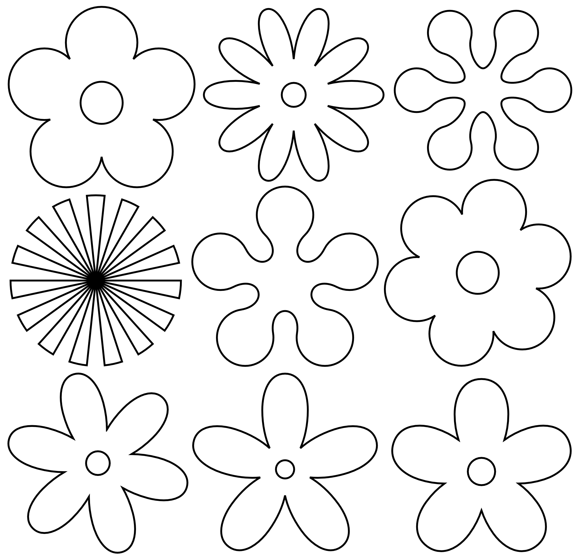 Retro Flower Ornaments Black White Line Art Christmas Xmas Flora ...