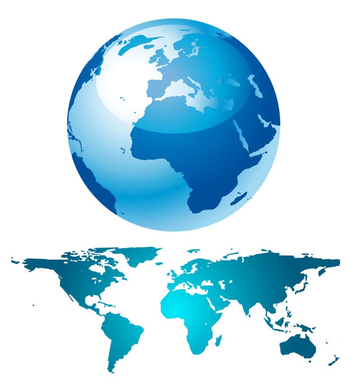 Blue Globe And World Map | Free Vector Graphics | All Free Web ...
