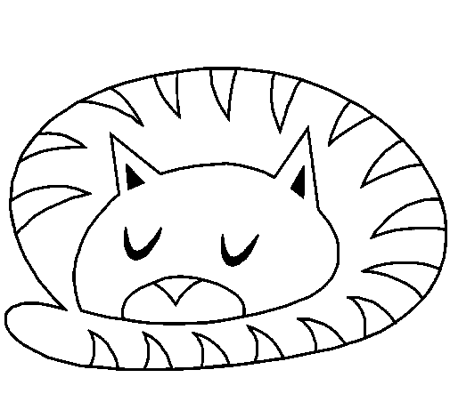Coloring page Sleeping cat to color online - Coloringcrew.
